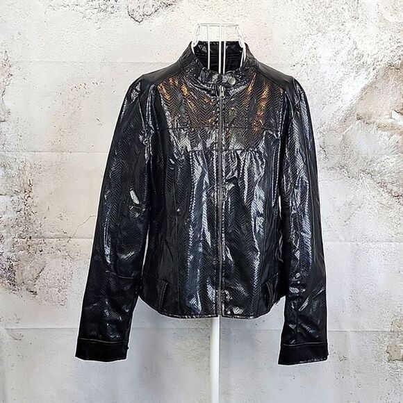Lipstick faux snakeskin pu jacket Women's Size L (runs small) - Picture 1 of 12